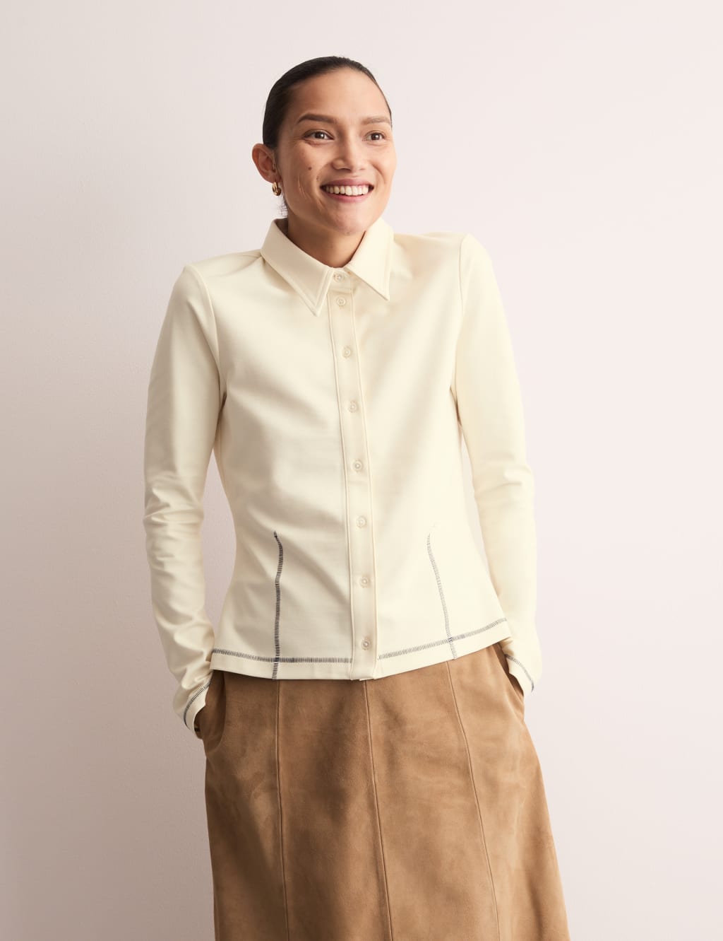Jersey Collared Stitch Detail Shirt 6 of 7