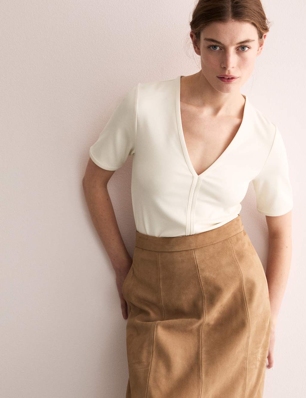 Cotton Modal Blend Jersey V-Neck Top 5 of 6