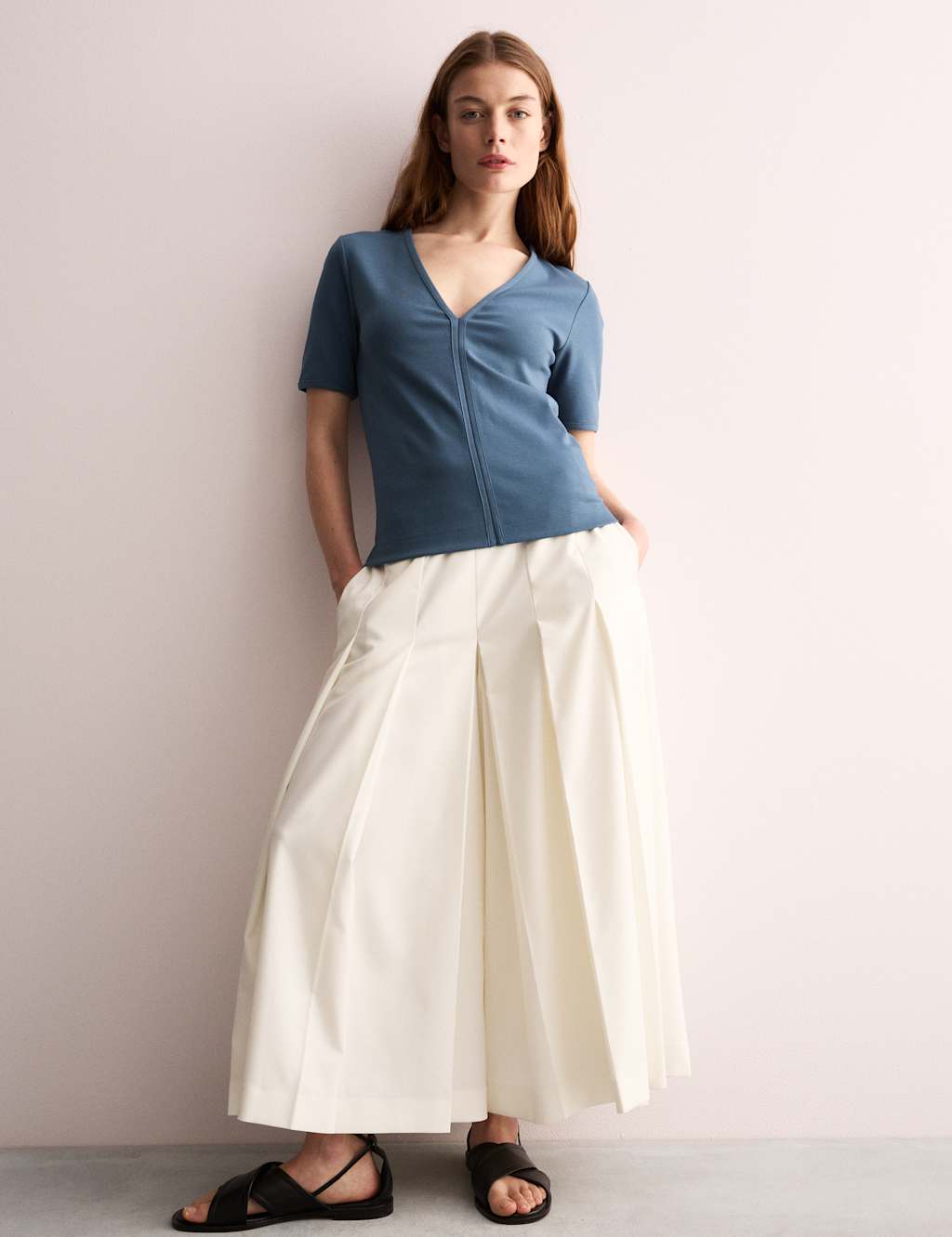 Cotton Modal Blend Jersey V-Neck Top 3 of 6