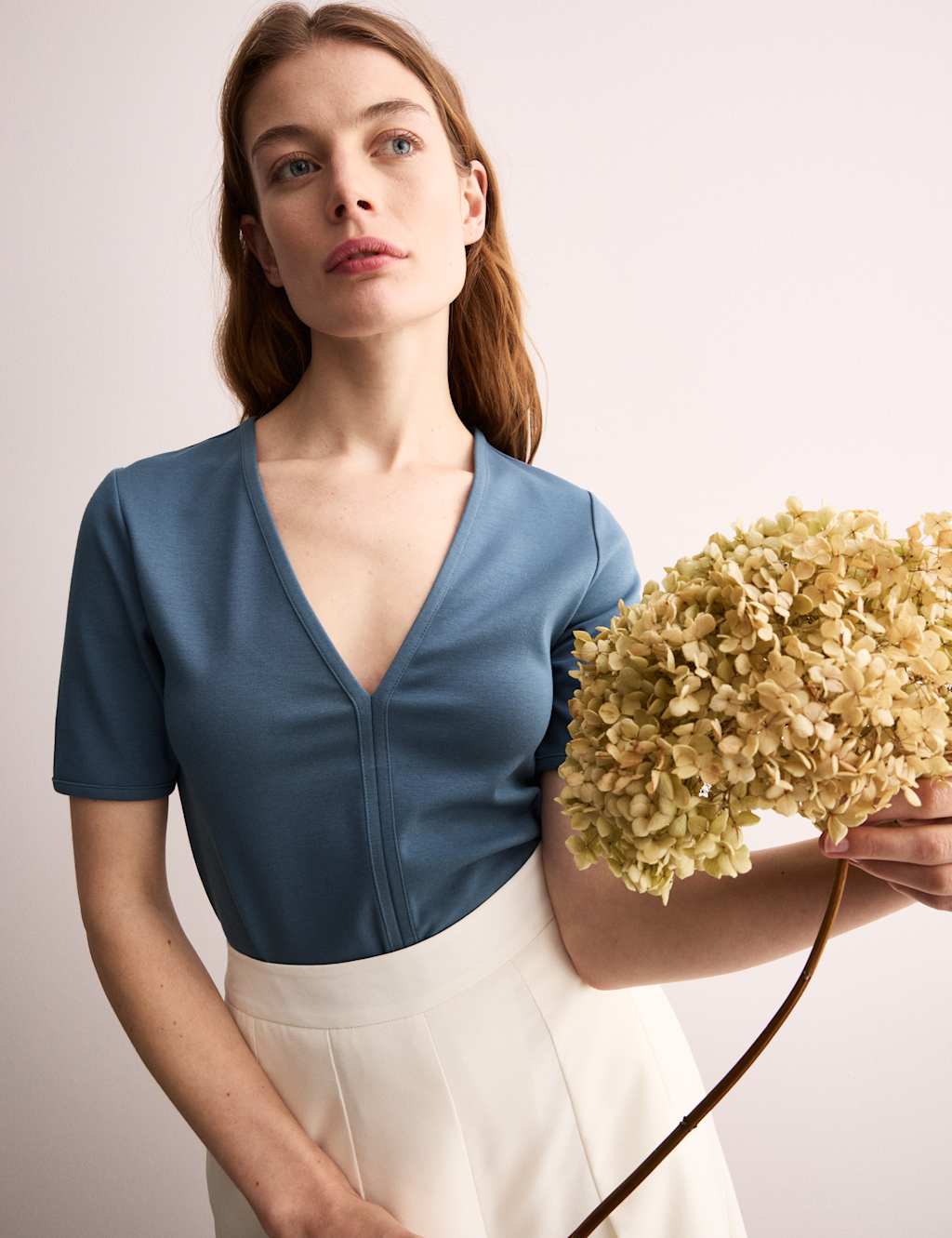 Cotton Modal Blend Jersey V-Neck Top 5 of 6
