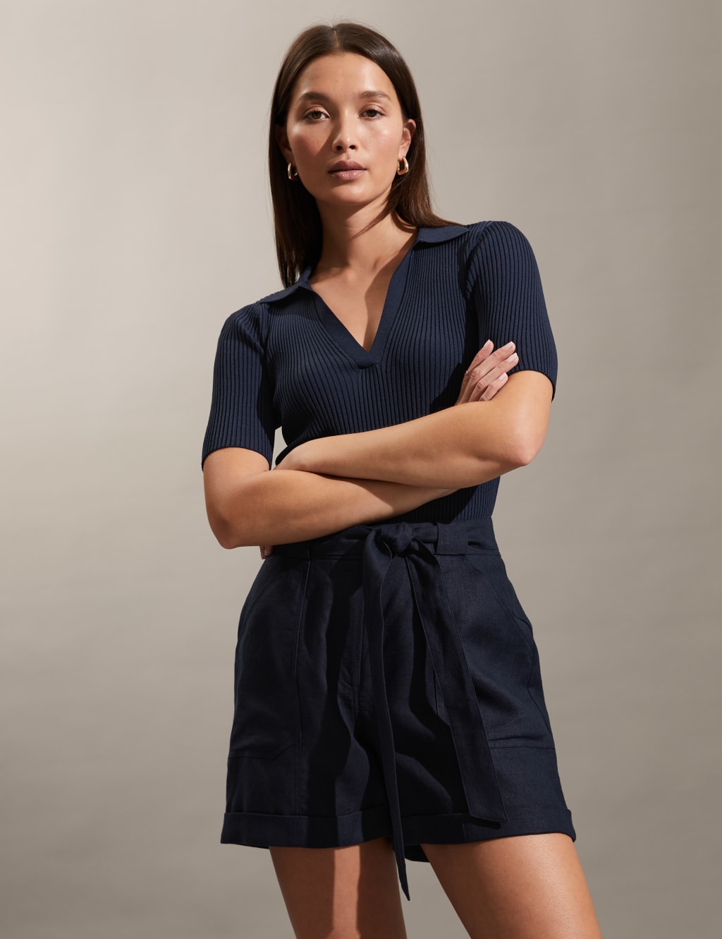 Pure Linen Belted Shorts 3 of 6