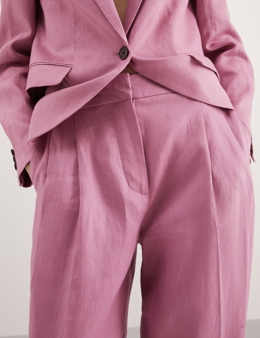Pure Linen Tapered Ankle Grazer Trousers 3 of 4