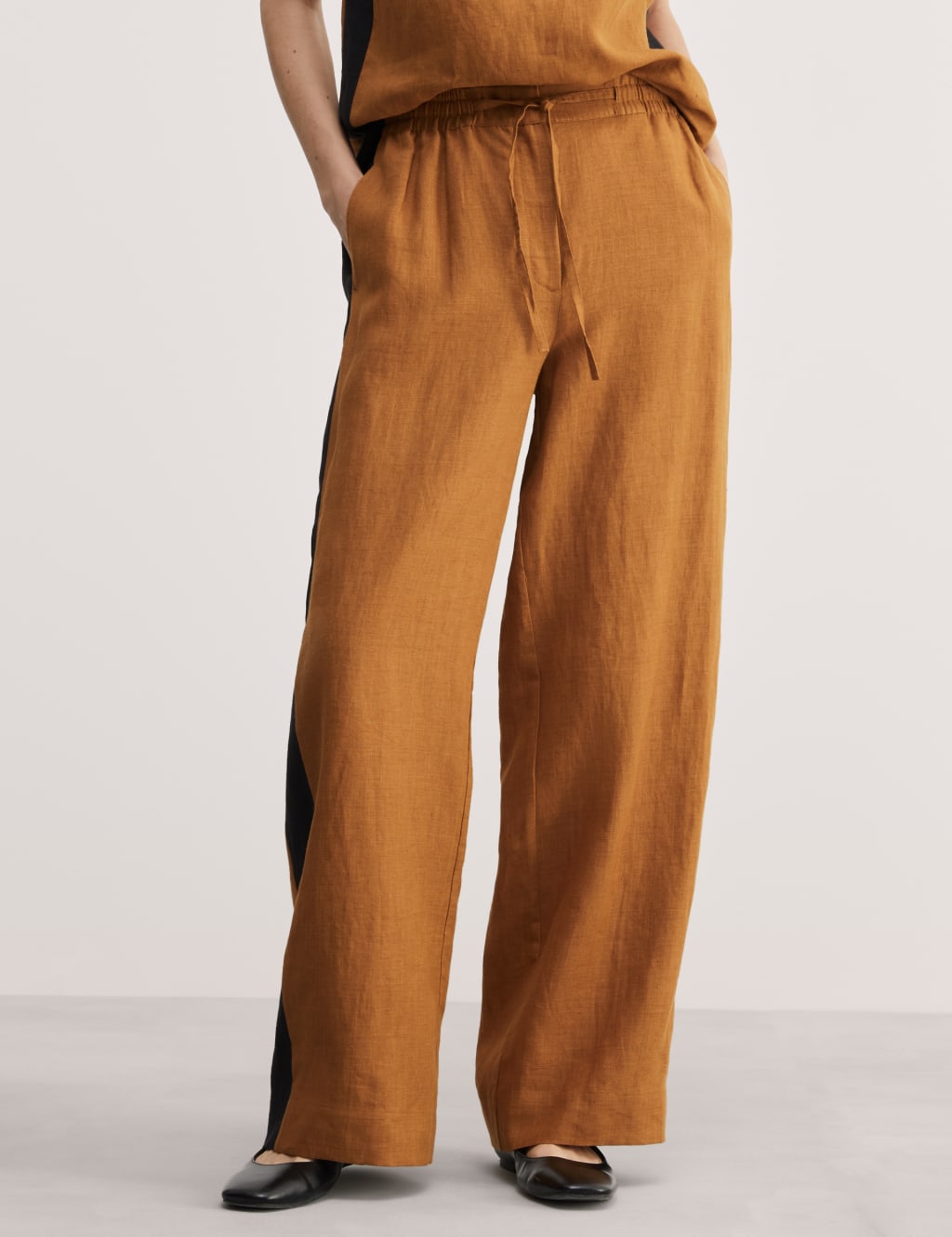 Pure linen wide leg trousers best sale