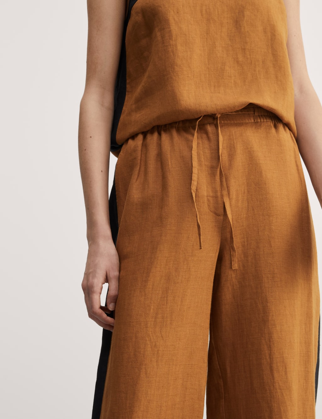 Pure Linen Side Stripe Wide Leg Trousers 5 of 7