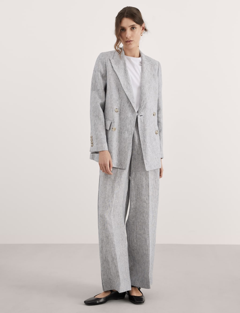 Pure Linen Striped Trousers 1 of 5