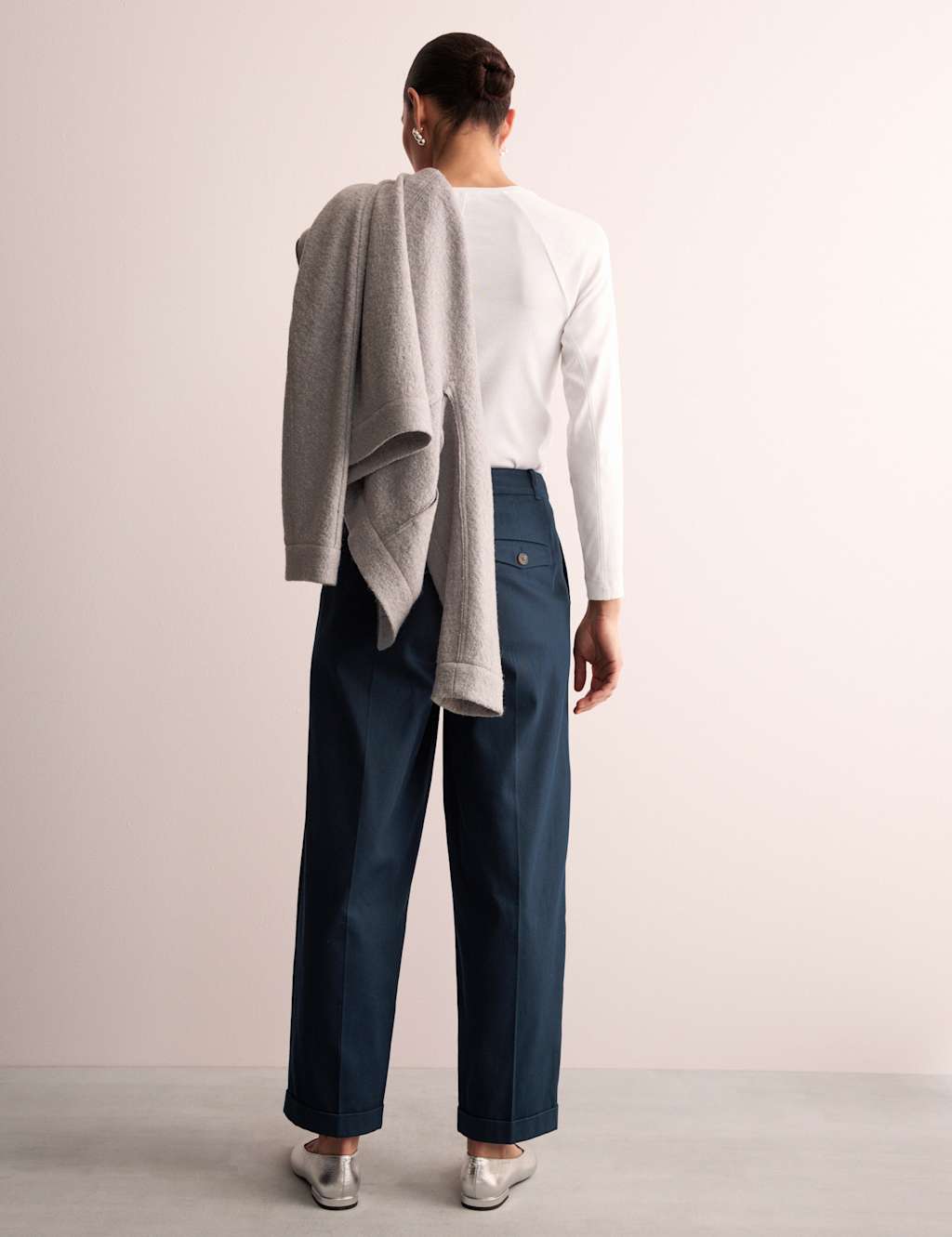 Cotton Rich Wide Leg Trousers with Linen 3 of 8