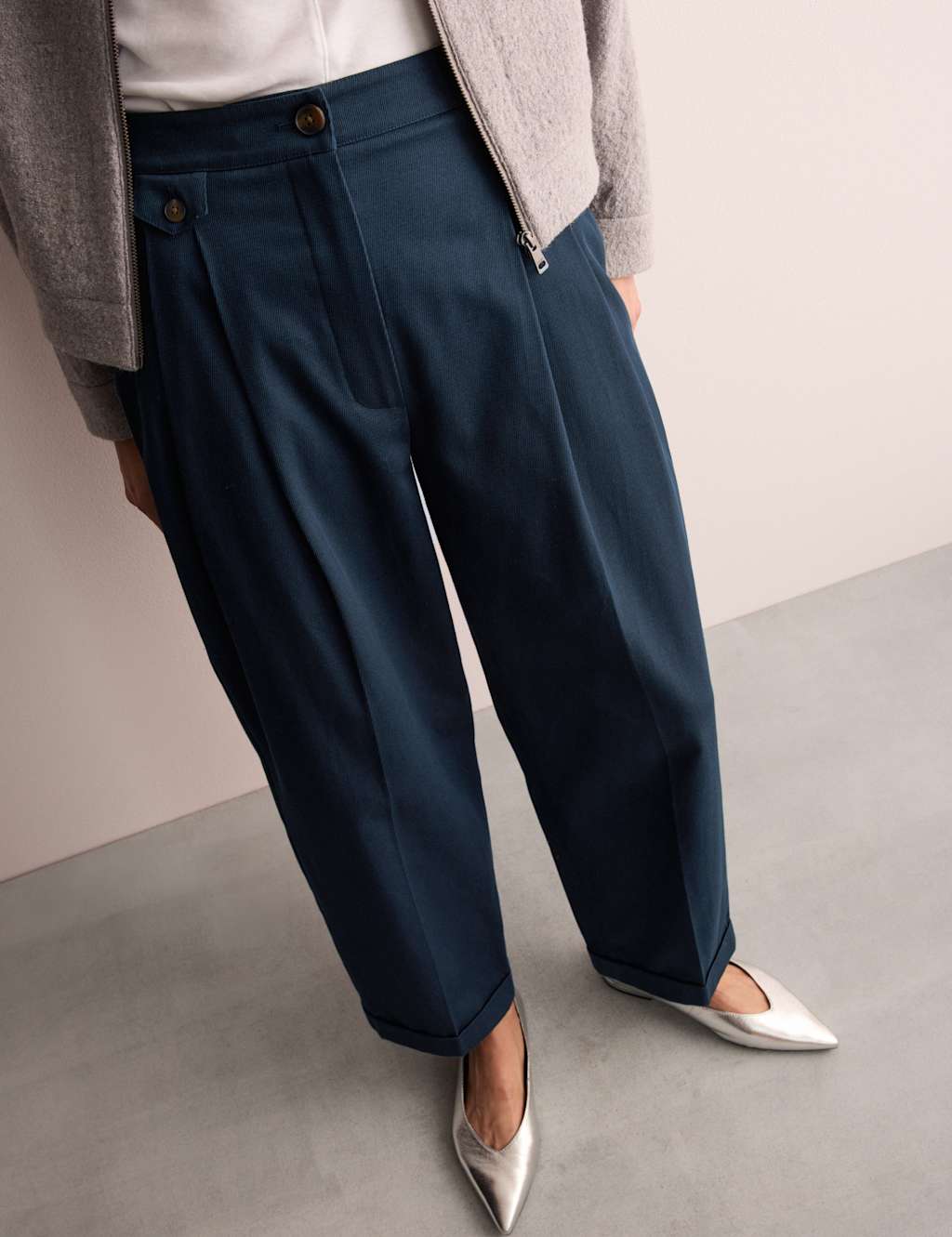 Cotton Rich Wide Leg Trousers with Linen 6 of 8