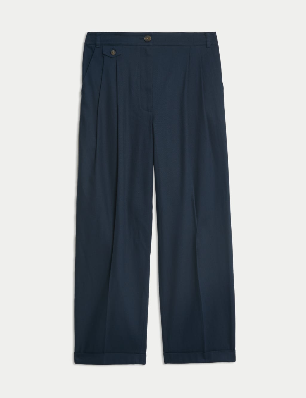 Cotton Rich Wide Leg Trousers with Linen 2 of 8
