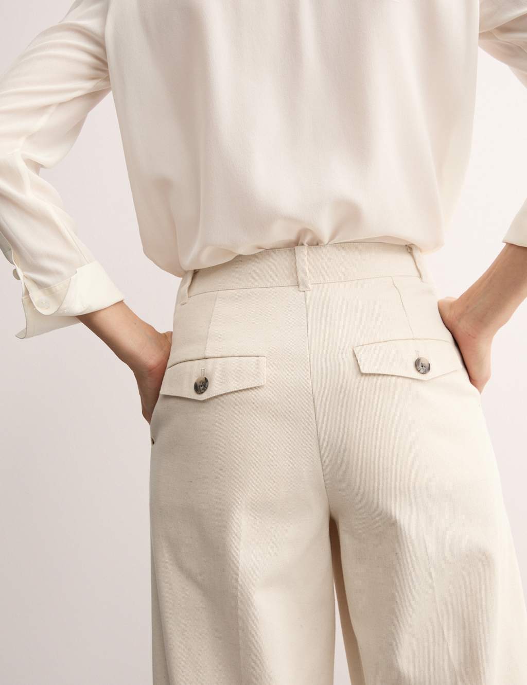 Cotton Rich Wide Leg Trousers with Linen 5 of 7