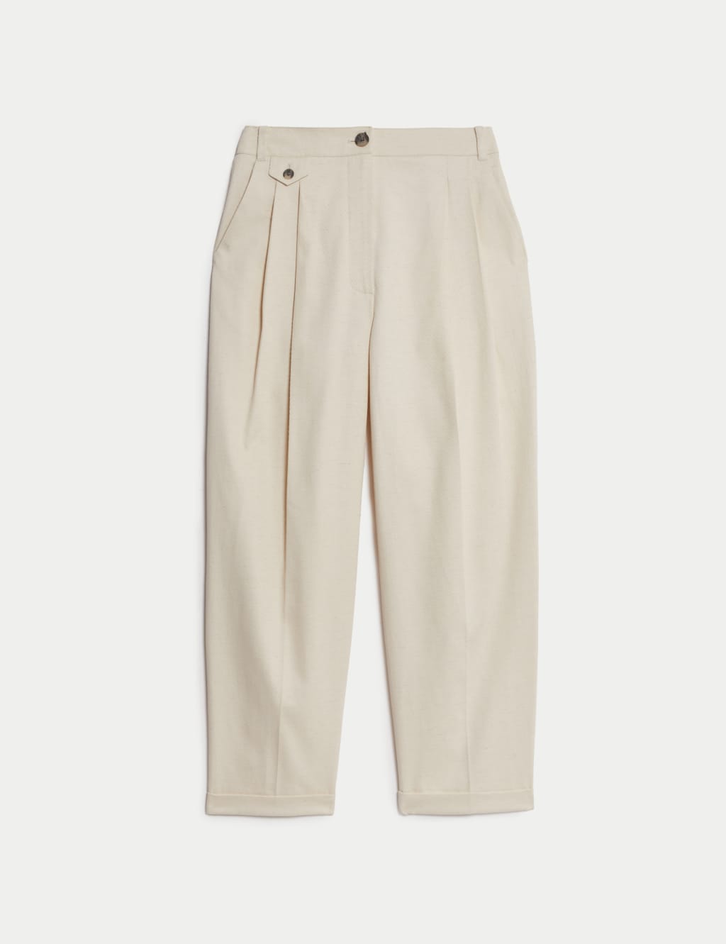 Cotton Rich Wide Leg Trousers with Linen 2 of 7