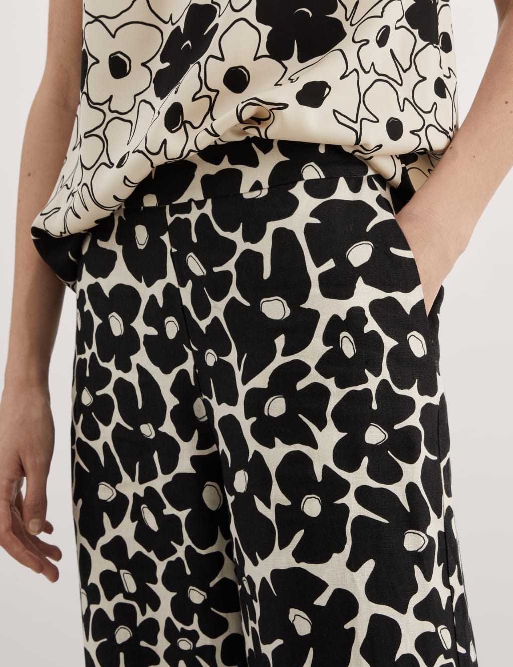 Pure Linen Floral Wide Leg Culottes 4 of 6