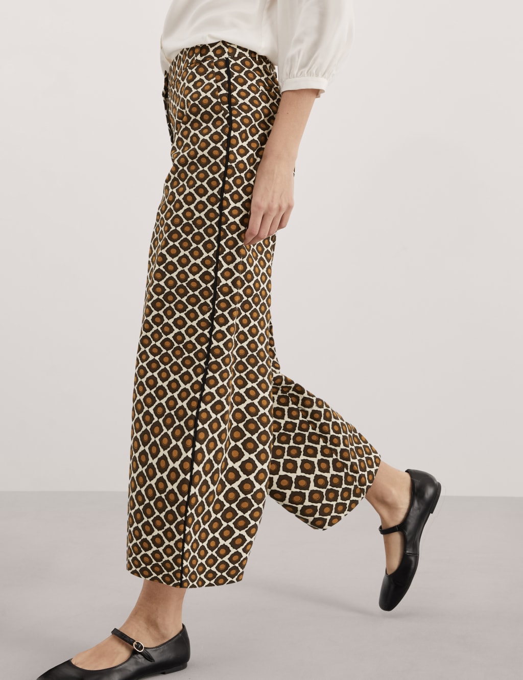 Cotton Rich Geometric Wide Leg Trousers 3 of 6
