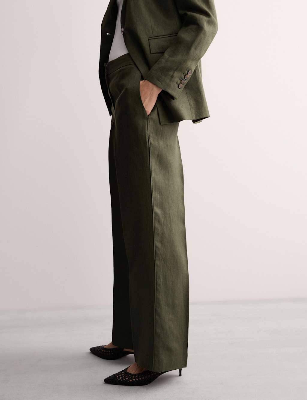 Pure Linen Straight Leg Trousers 3 of 6