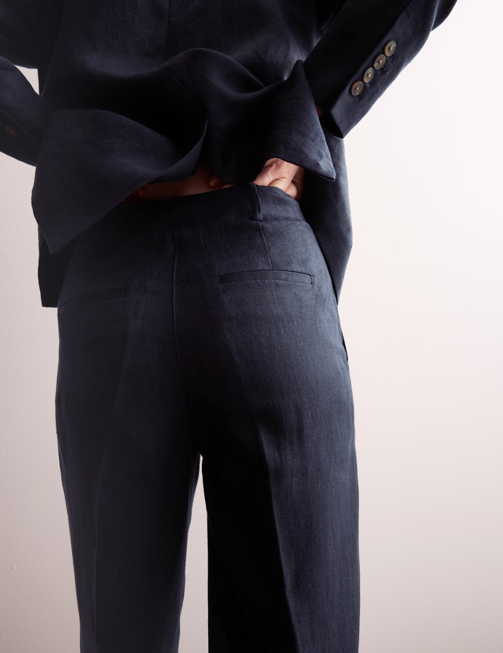 Pure Linen Pleat Front Tapered Trousers 7 of 8