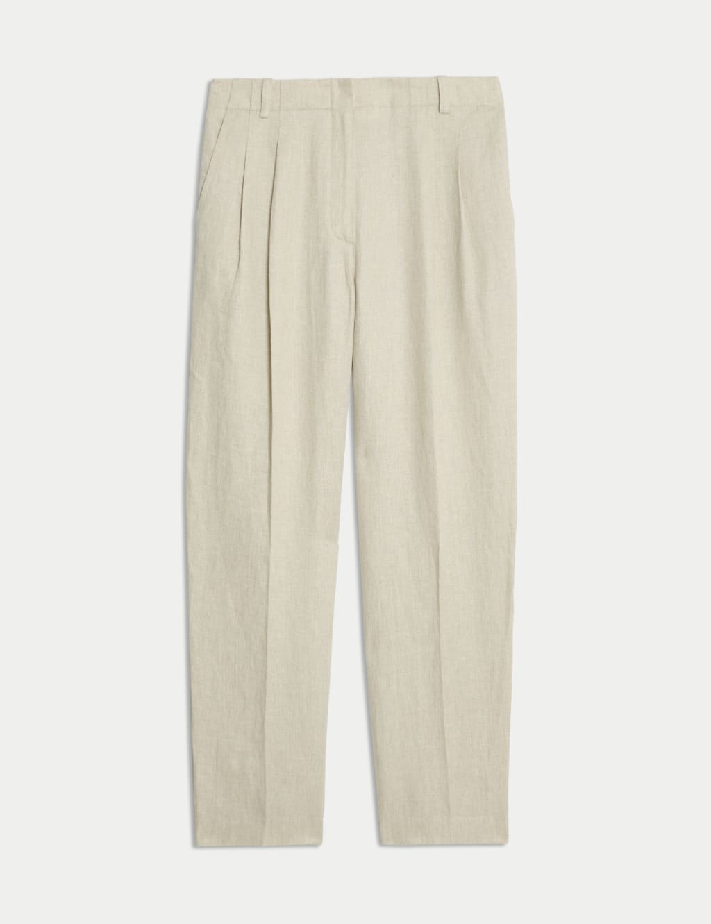 Pure Linen Pleat Front Tapered Trousers 2 of 7
