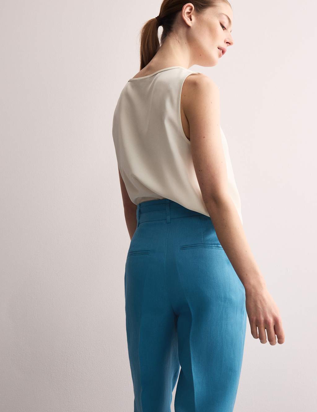 Pure Linen Tie Detail Tapered Trousers 4 of 7