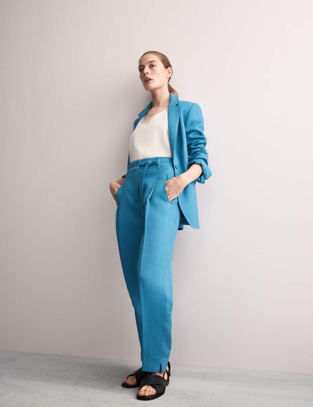 Pure Linen Tie Detail Tapered Trousers 5 of 7