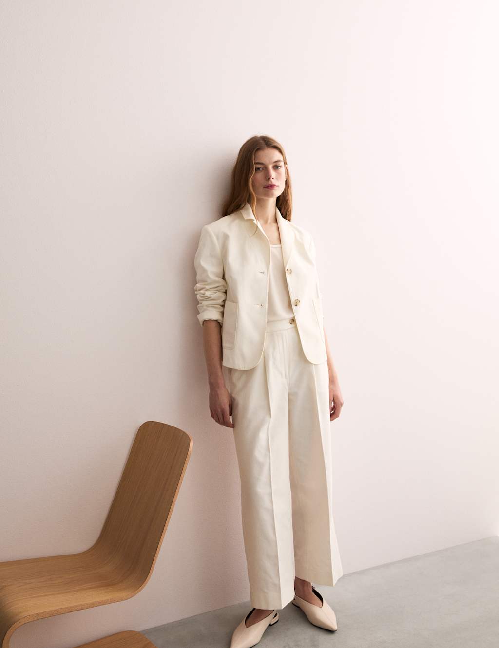 Cotton Blend Wide Leg Trousers 8 of 8