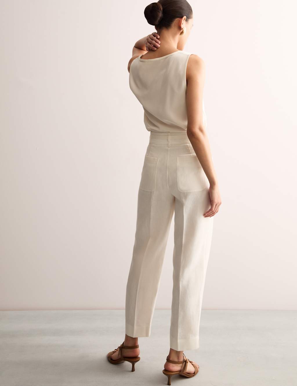 Pure Linen Pleat Front Tapered Trousers 6 of 9