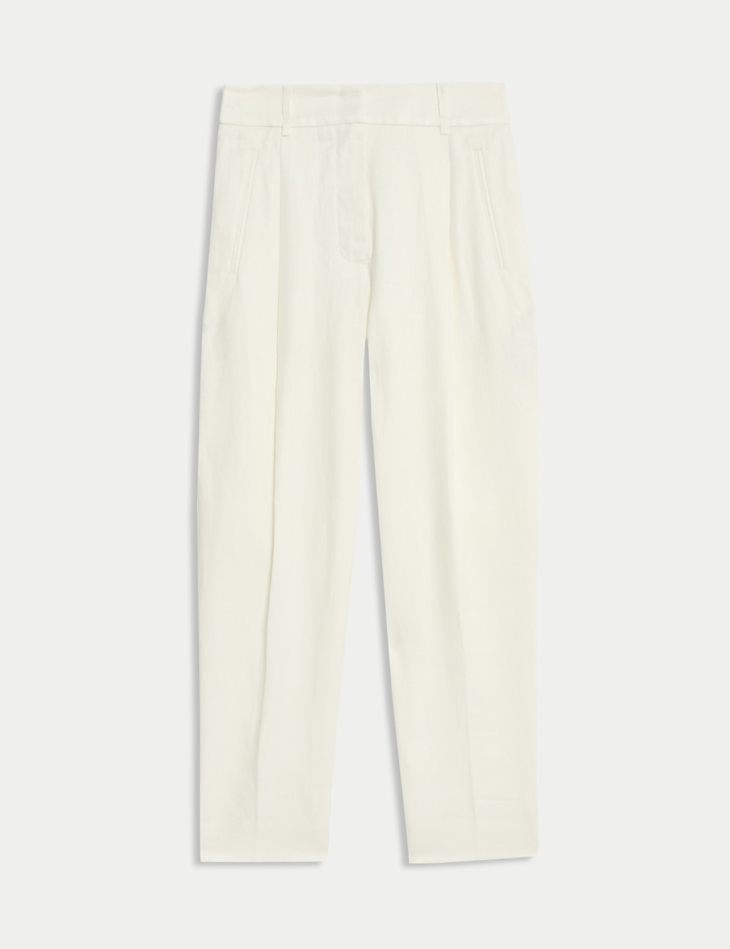 Pure Linen Pleat Front Tapered Trousers 8 of 9
