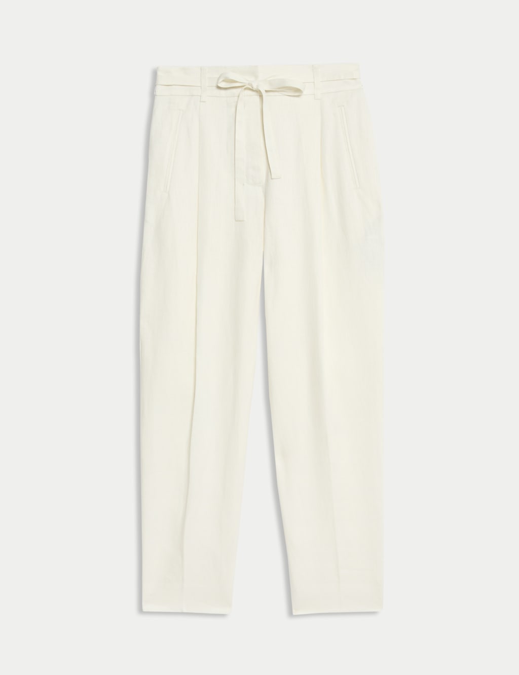 Pure Linen Pleat Front Tapered Trousers 2 of 9