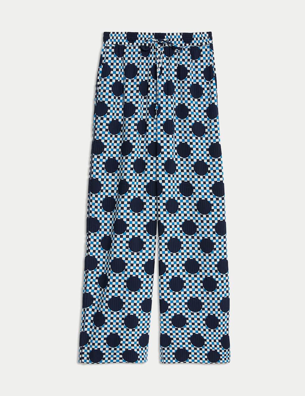 Cotton Blend Gingham Spot Wide Leg Trousers 2 of 7