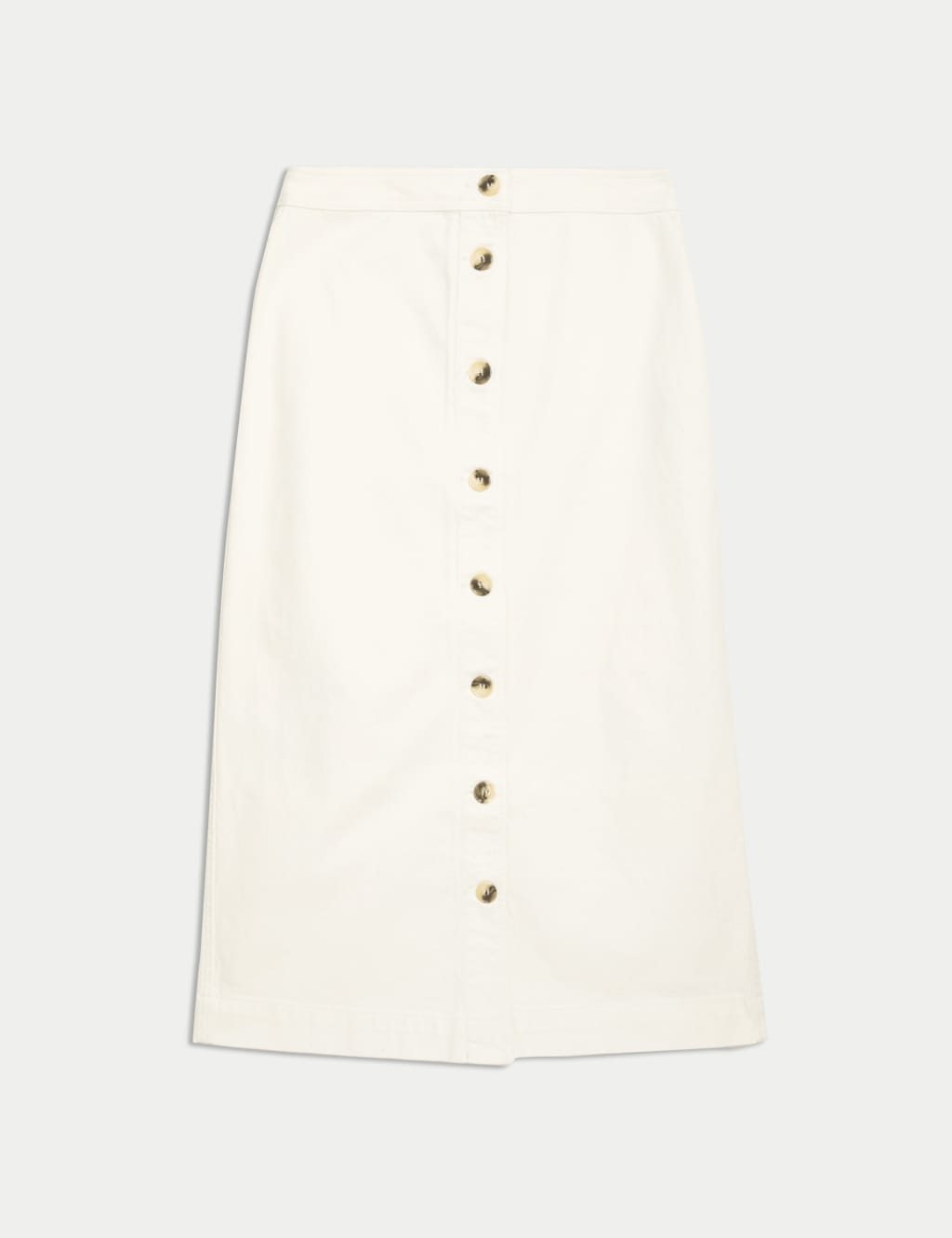 Denim Button Front Midi A-Line Skirt 2 of 5