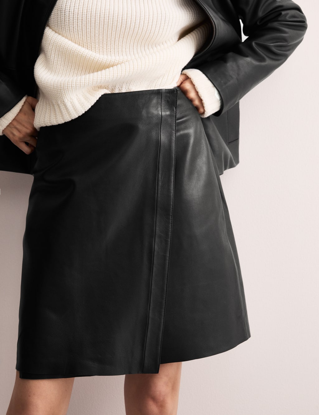Leather Mini Wrap Skirt