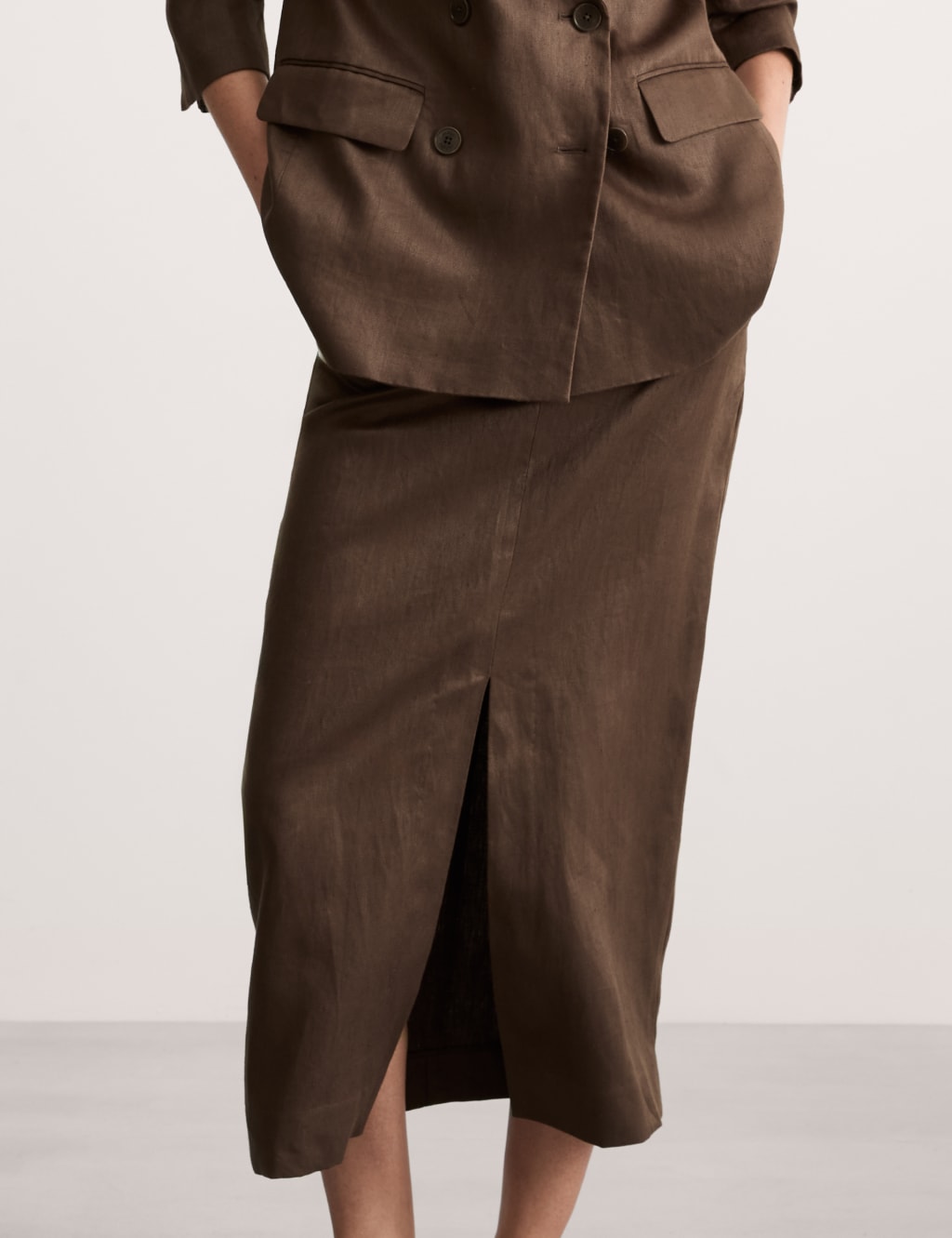 Pure Linen Midi Column Skirt 4 of 6