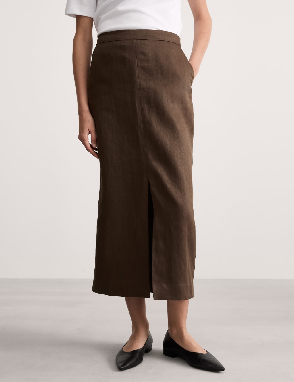 Pure Linen Midi Column Skirt 5 of 6