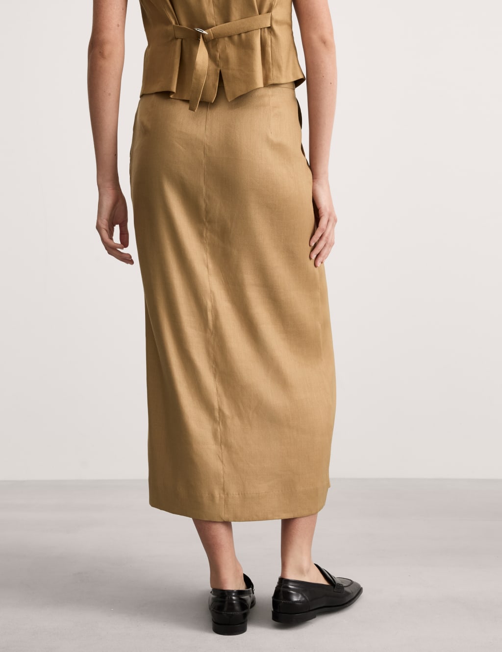 Linen Blend Midi Column Skirt 6 of 7