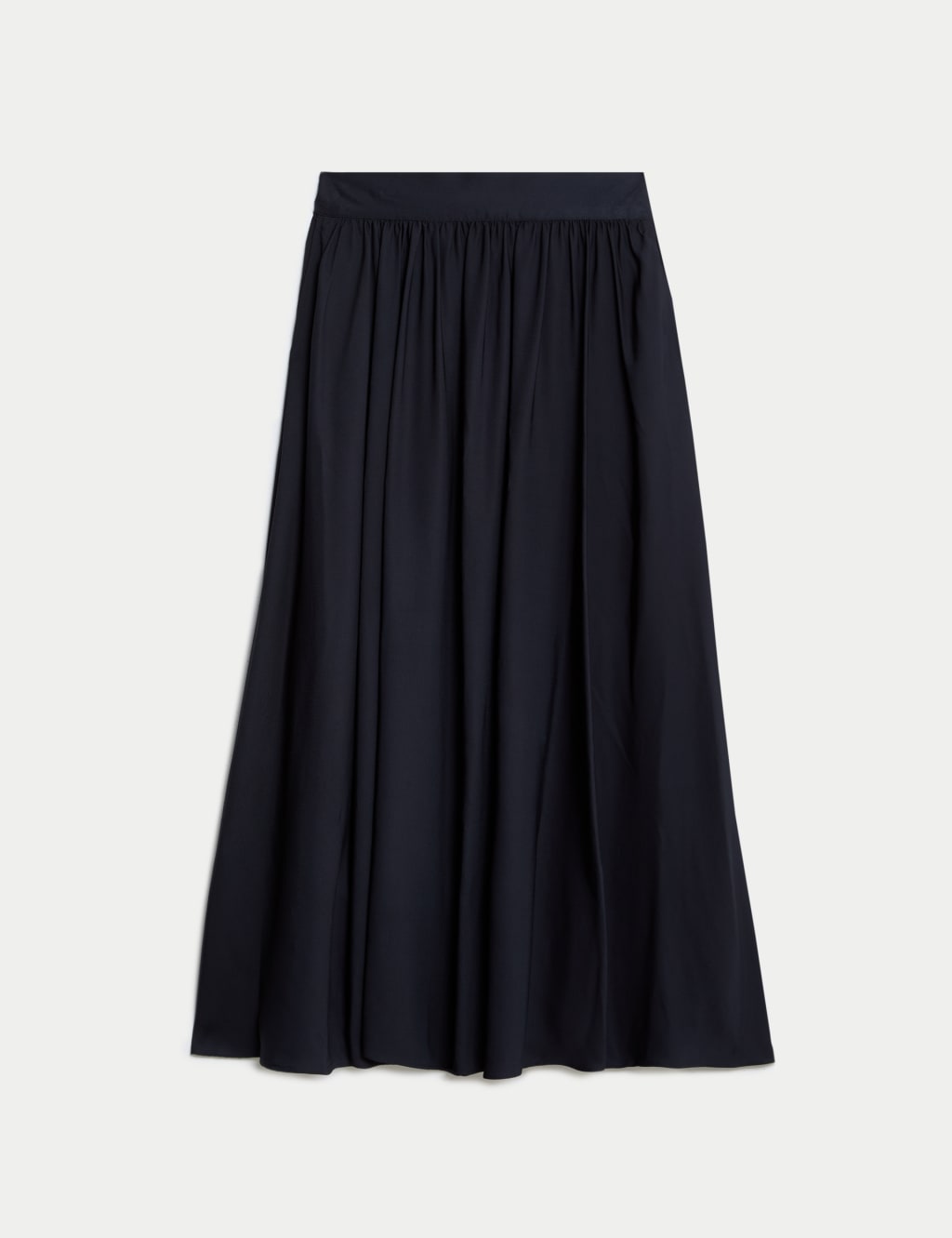 Pleated Twill Midi A-Line Skirt 2 of 7