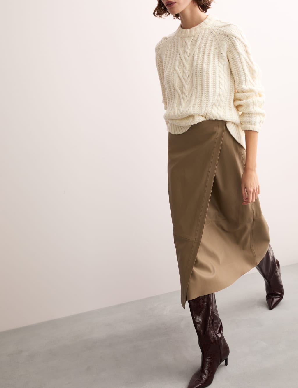 Leather Midi Wrap Skirt 3 of 7