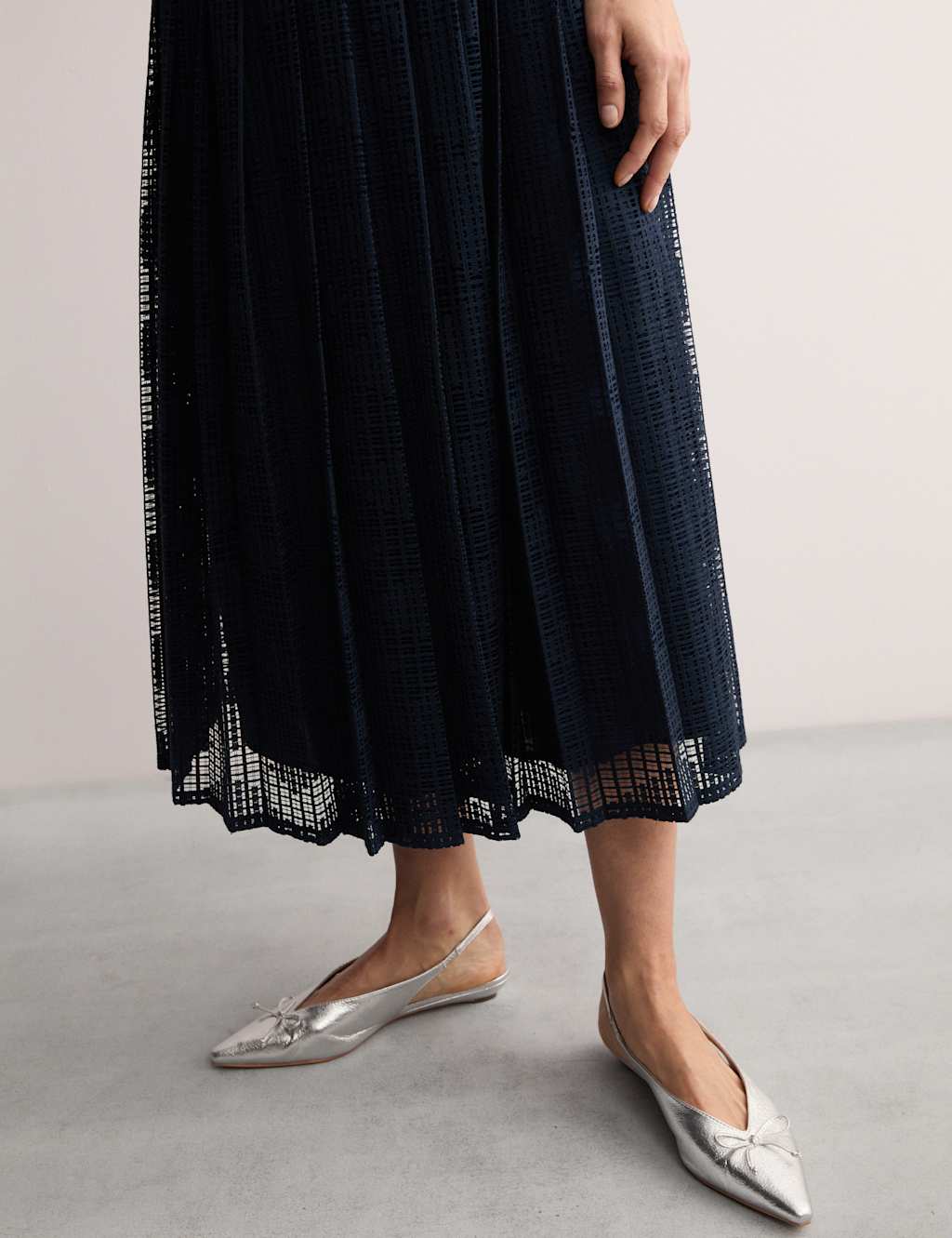 Cotton Rich Lace Pleated Midi Skirt 4 of 7