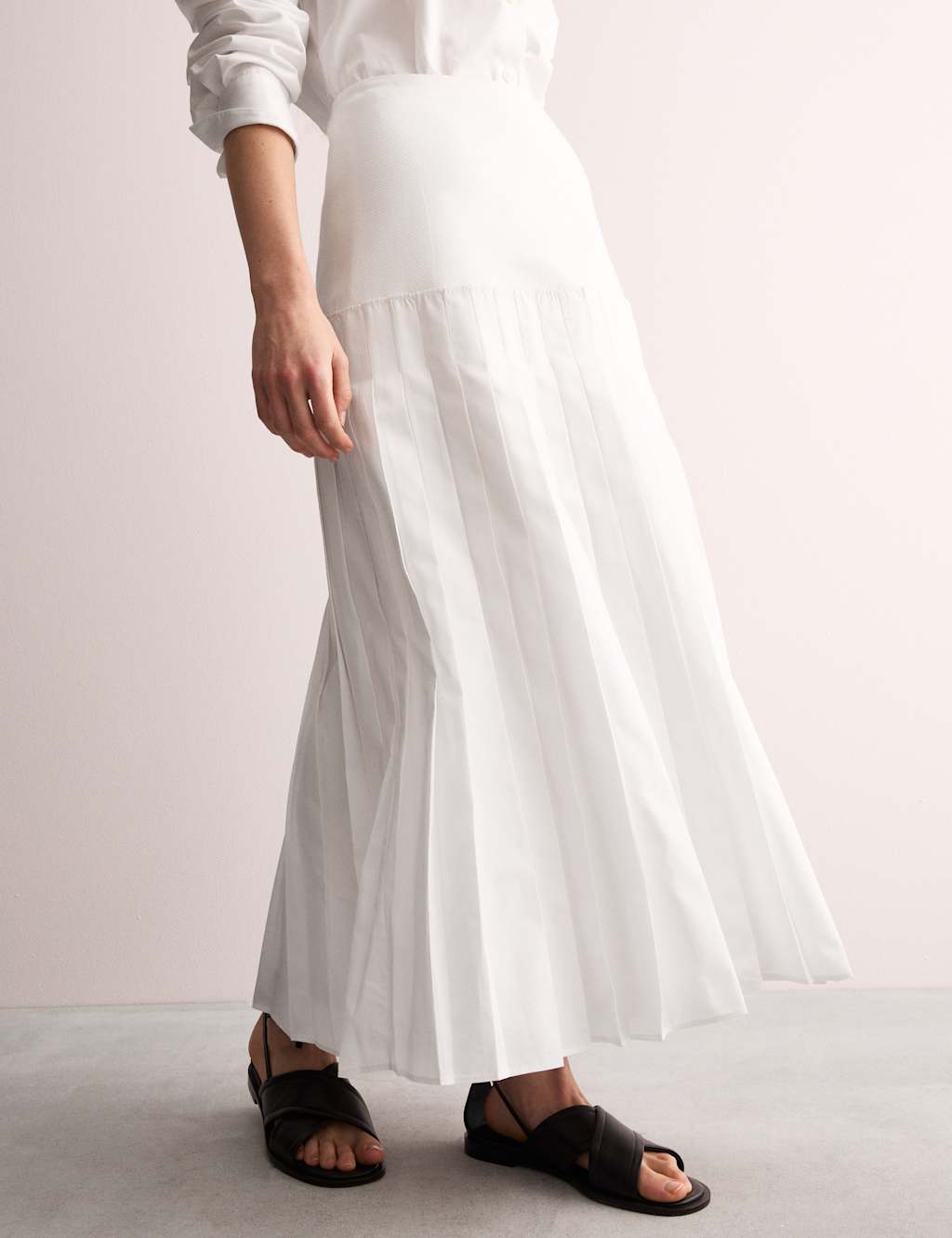 Pure Cotton Drop Waist Midi A-Line Skirt 3 of 7