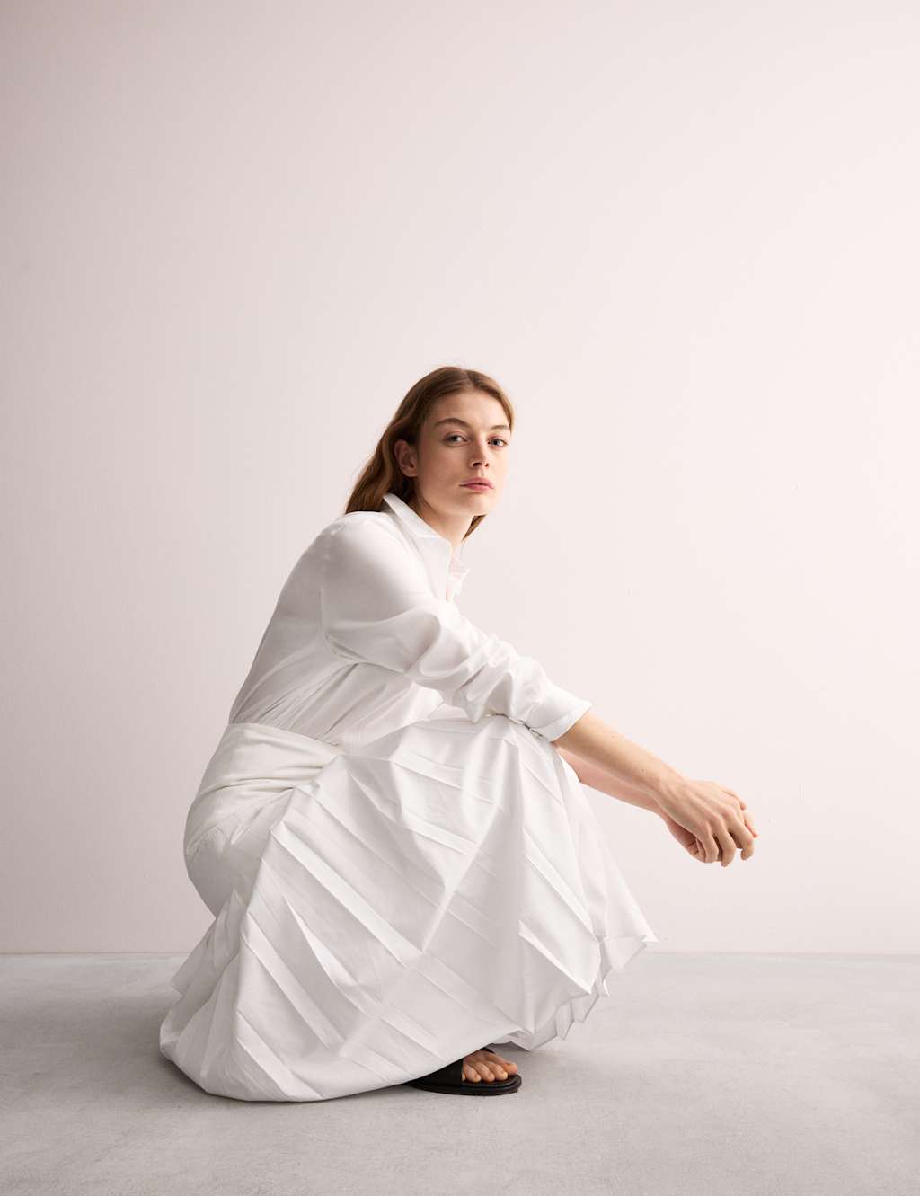 Pure Cotton Drop Waist Midi A-Line Skirt 4 of 7