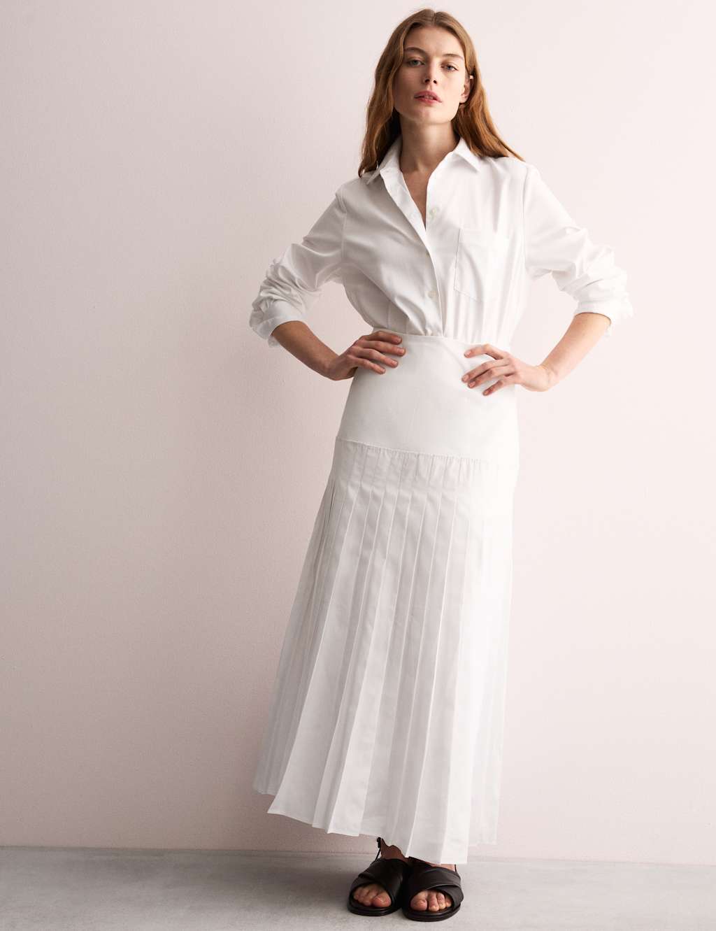 Pure Cotton Drop Waist Midi A-Line Skirt 6 of 7