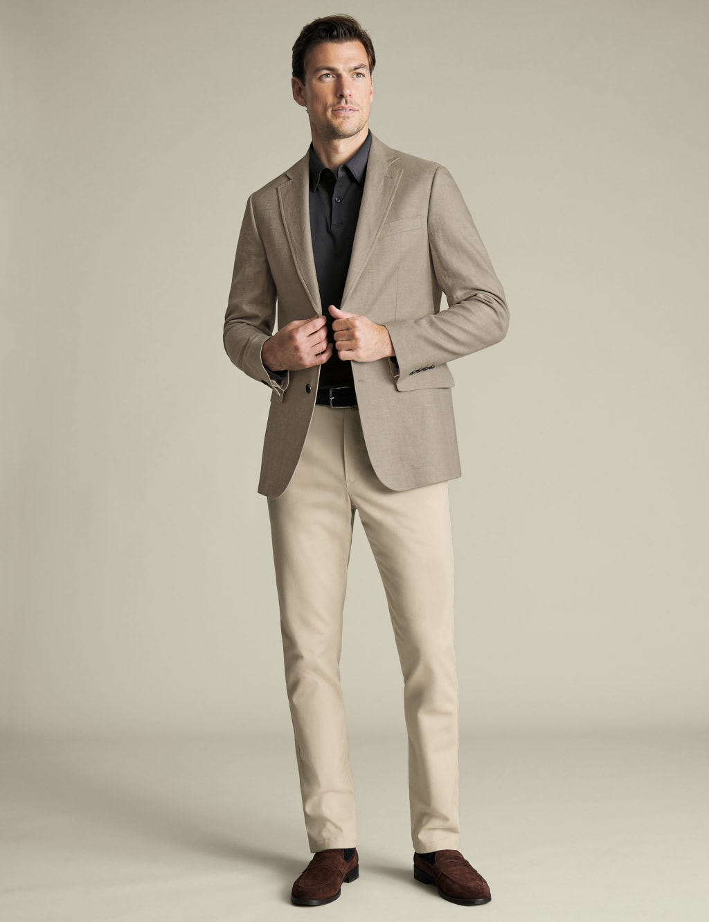 Ashleyj Slim Fit Linen Blend Jacket Stone