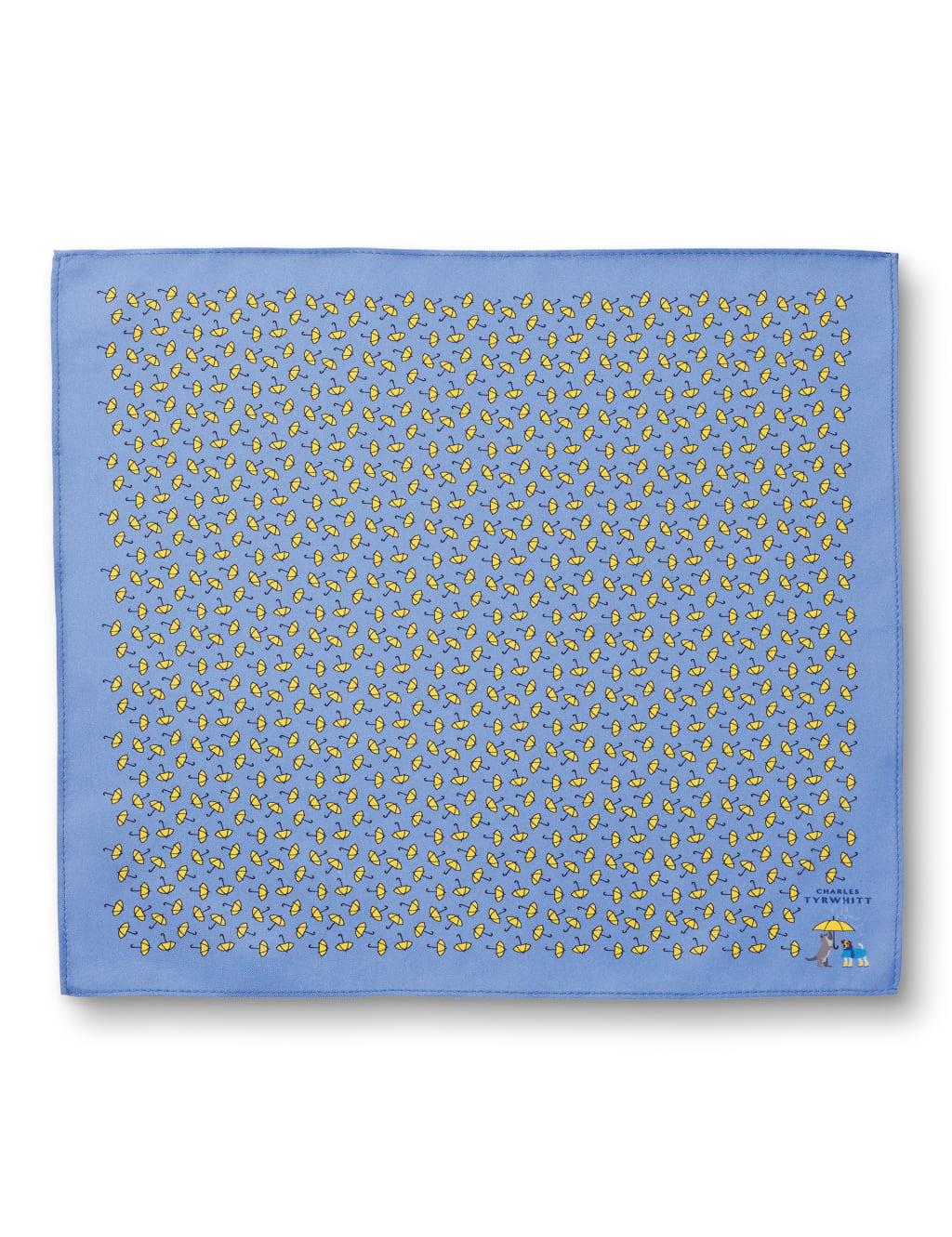 Umbrella Print Pure Silk Pocket Square 2 of 3