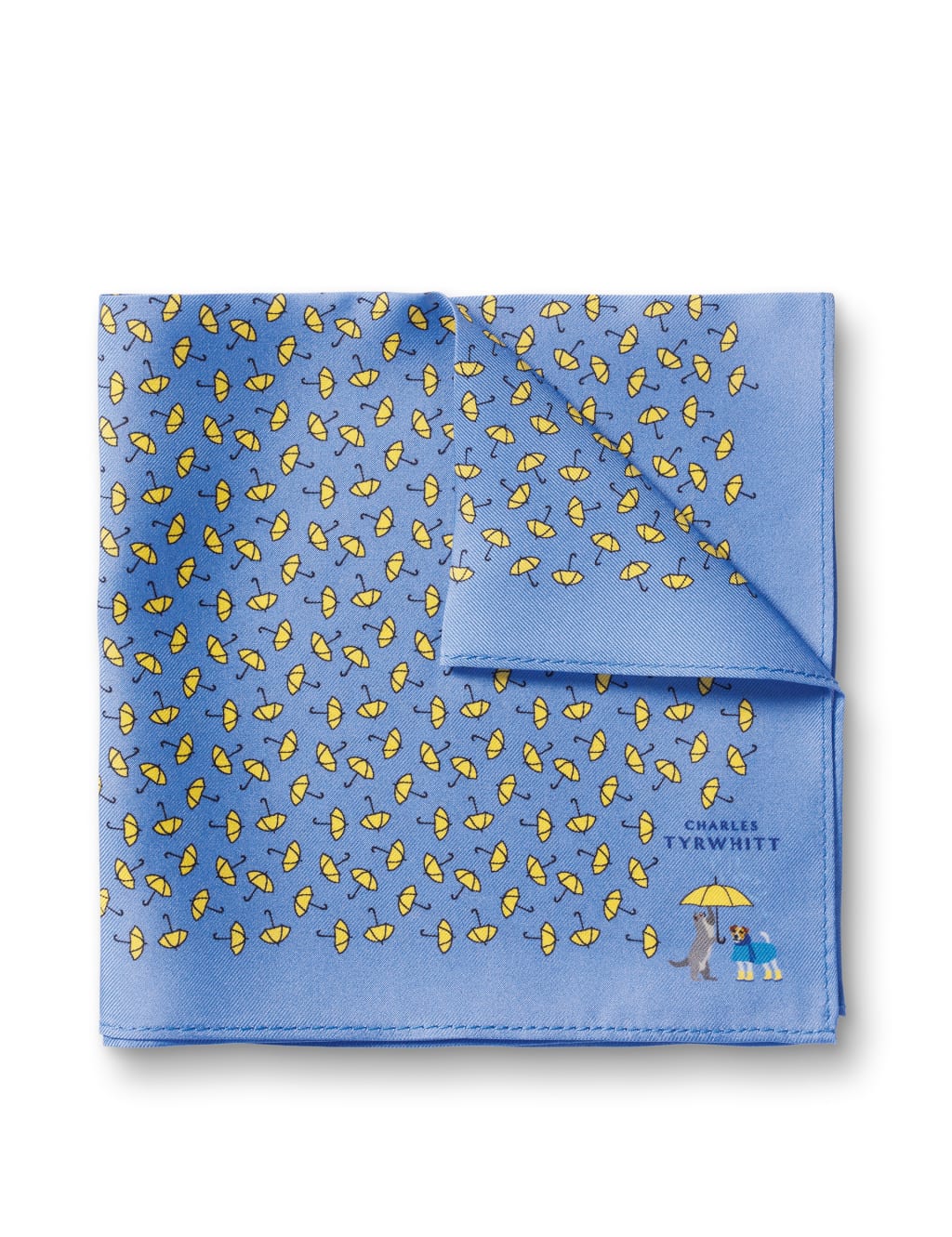 Umbrella Print Pure Silk Pocket Square 1 of 3