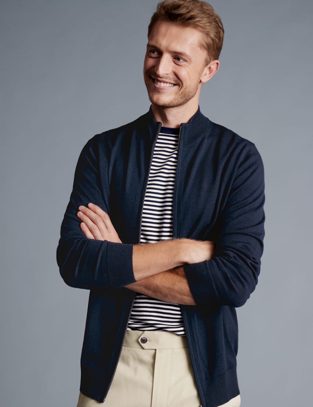 Pure Extra Fine Merino Wool Zip Up Cardigan 4 of 6