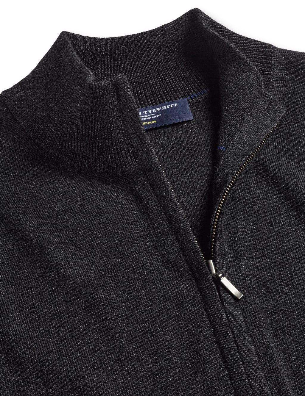 Pure Extra Fine Merino Wool Zip Up Cardigan Charles Tyrwhitt M S