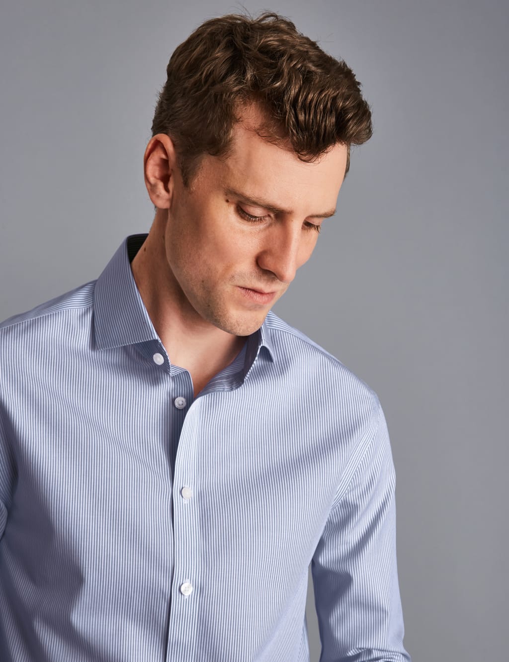 Slim Fit Non Iron Pure Cotton Striped Shirt 3 of 5
