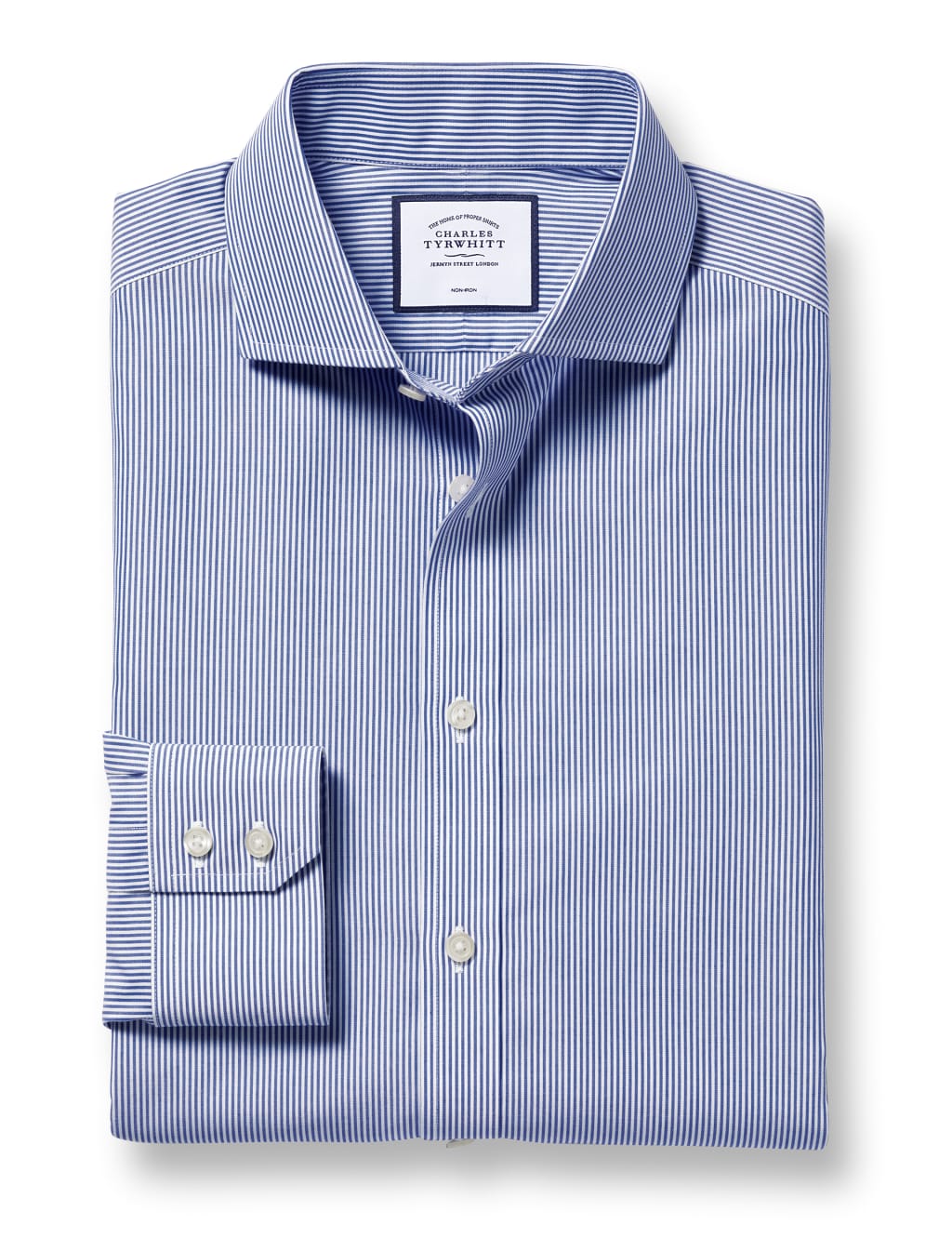 Slim Fit Non Iron Pure Cotton Striped Shirt 2 of 5