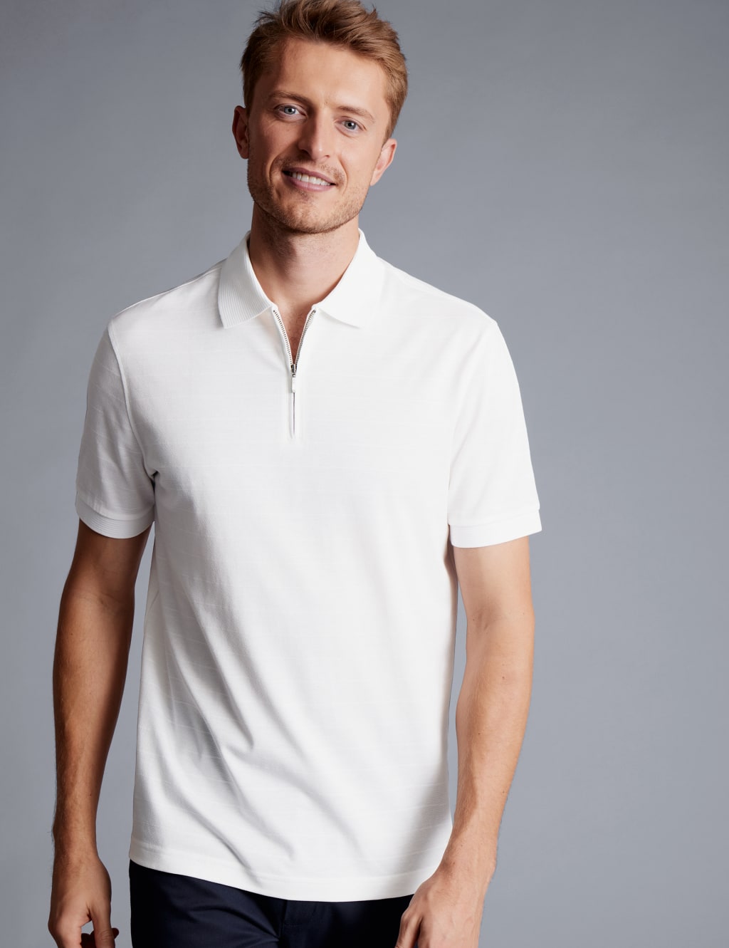Pure Cotton Half Zip Polo Shirt 1 of 5