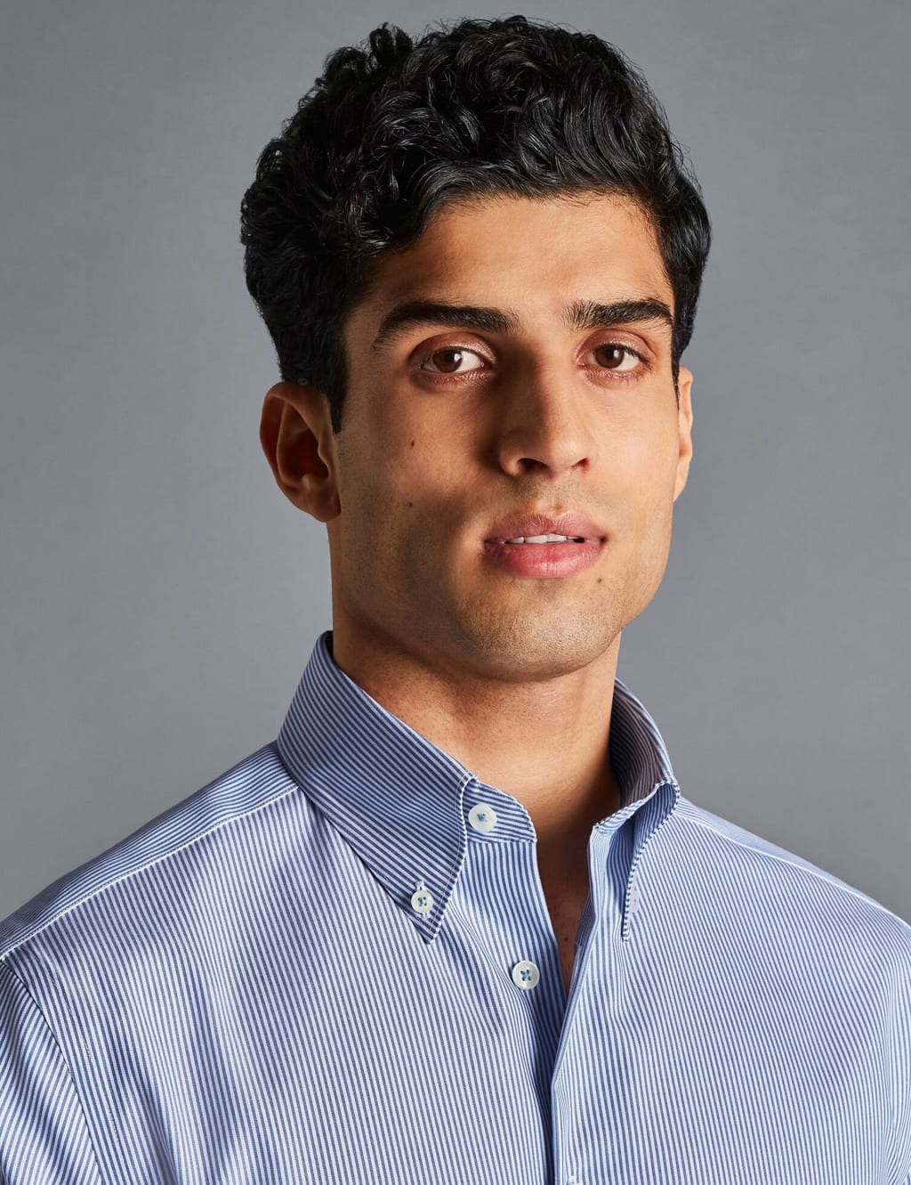 Non Iron Pure Cotton Striped Oxford Shirt 3 of 6