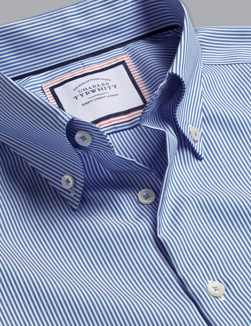 Non Iron Pure Cotton Striped Oxford Shirt 5 of 6