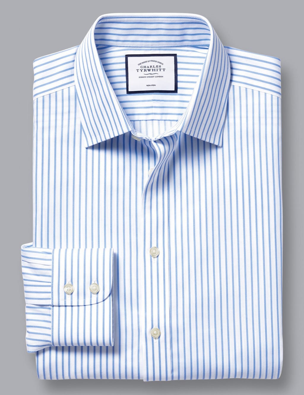 Slim Fit Non Iron Pure Cotton Striped Shirt 2 of 6
