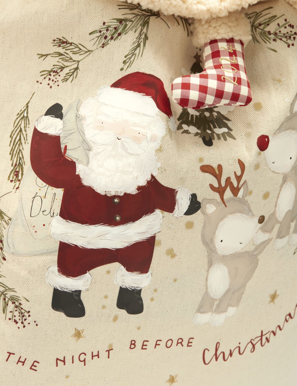 Large Calico Santa Christmas 2024 Sack 3 of 4