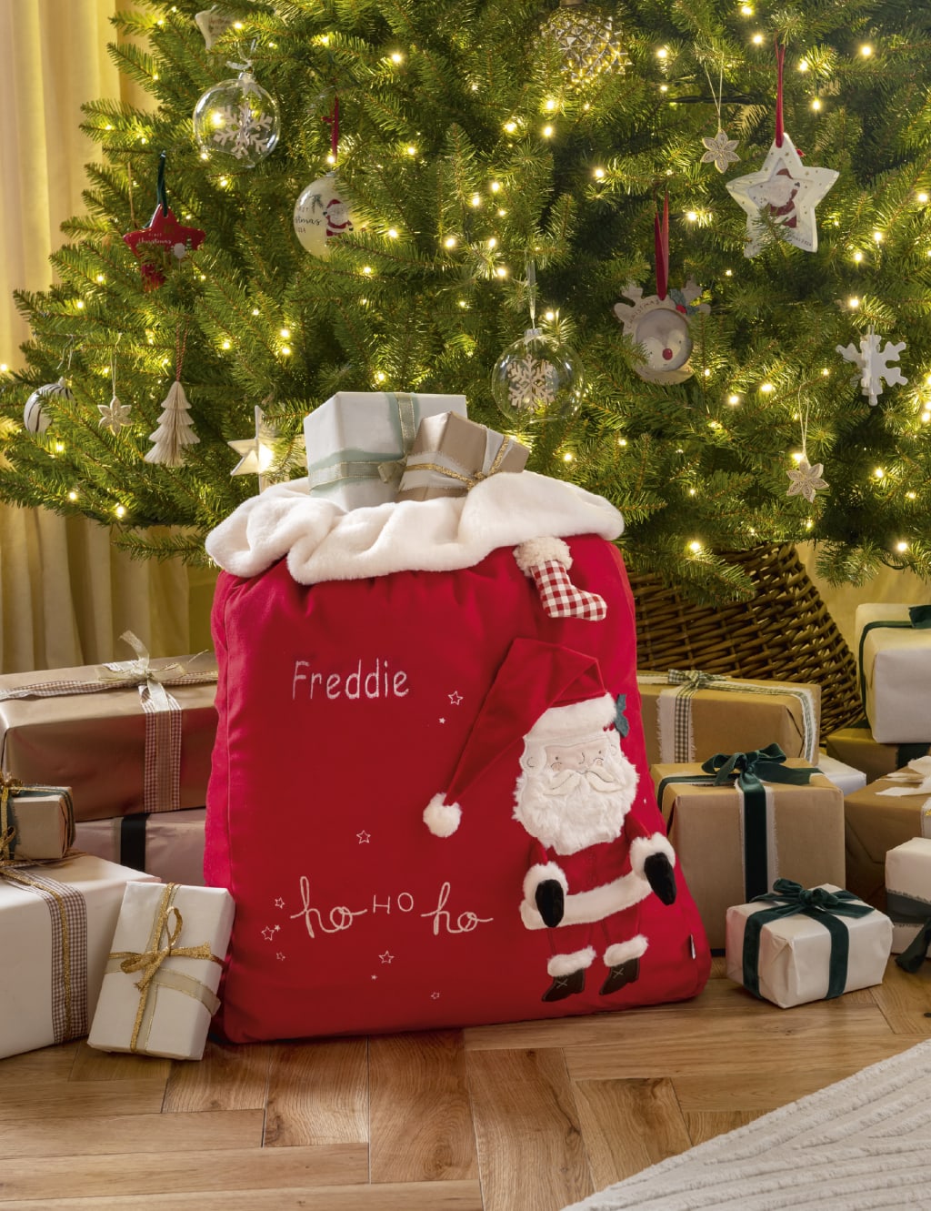 Large Velour Santa Christmas 2024 Sack 1 of 3